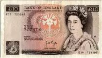 Reino Unido 10 Pounds Elizabeth II - Florence Nightingale - 1975 - P.379a - VF - Serial E.36