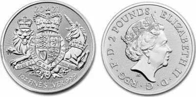 Reino Unido 2 Pounds Elizabeth II - Royal Arms -  Oz Silver 2021
