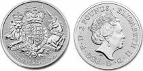 Reino Unido 2 Pounds Elizabeth II - Royal Arms -  Oz Silver 2021