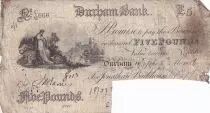 Reino Unido 5 Pounds - Durham Bank - 1889 - F