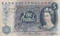 Reino Unido 5 Pounds - Elisabeth II - 1966 - F - P.375b