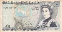 Reino Unido 5 Pounds - Elizabeth II - Duke of Wellington - ND (1988-1991) - P.378f