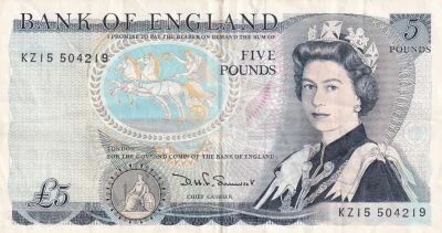 Reino Unido 5 Pounds - Elizabeth II - ND (1971-1991) - KZ Series