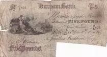 Reino Unido 5 Pounds Durham Bank - 1889 - F