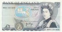 Reino Unido 5 Pounds Elisabeth II ND1987 Sign Page - Duke of Wellington