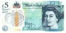 Reino Unido 5 Pounds Elizabeth II - Winston Churchill - 2016 Polymer - Serial AM05