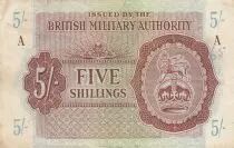 Reino Unido 5 Shillings British Military Authority - 1943 - Serial A