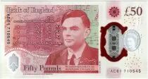 Reino Unido 50 Pounds - Elizabeth II - A. Turing - Polymer - 2020 - UNC - P.NEW