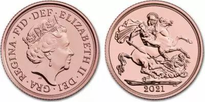 Reino Unido Souverain Elizabeth II - St George et dragon - 2021  - Gold