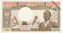 R&eacute;p. Centrafricaine 10000 Francs - Bokassa - Agriculture & masque - ND (1976) - Sp&eacute;cimen - P.4s