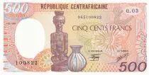 R&eacute;p. Centrafricaine 500 Francs - Statuette et cruche - 1989 - S&eacute;rie Q.03 - P.14d