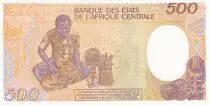R&eacute;p. Centrafricaine 500 Francs - Statuette et cruche - 1991 - S&eacute;rie L.04 - P.14d