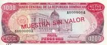 Rep. Dominicana 1000 Peso de Oro - National palace - Alcazar de Colon - Specimen - 1987 - P.124s2