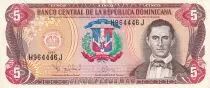 Rep. Dominicana 5 Pesos Oro - Juan Sanchez Ramirez - 1997 - Serial H - P.152b