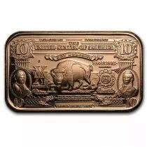 R&eacute;plique du billet 10 $ Bison - 1 Once Cuivre