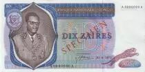 Repubblica Democratica del Congo 10 Zaires Pr&eacute;s. Mobutu, leopard - 1971