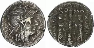 Rep�blica Romana Denarius,  Minucia 134 BC Rome - F+