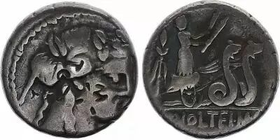 Rep�blica Romana Denarius,  Volteia 78 BC Rome - F+