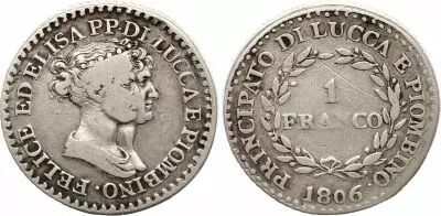 R�publique de Lucques 1 Franco Elisa and Felix - 1806 - Silver