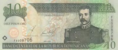 R�publique dominicaine 10 Pesos Oro - M. R. Mella - Altar la Patria - 2002 - Serial FX