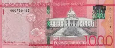 R�publique dominicaine 1000 Pesos Palais National - Alcazar - 2023 - UNC - Serial MQ