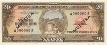 R&eacute;publique dominicaine 20 pesos Oro - ND (1964) - Muestra - P.102s1