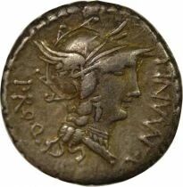 R&eacute;publique Romaine Denier Argent,  Gens Manlia - 82 Av JC