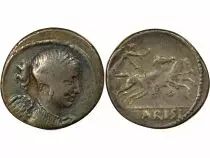 République Romaine Gens Carisia, Titus - Denier Argent, Bige - 46 Av JC Rome