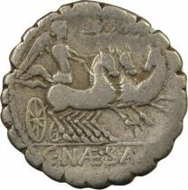 R&eacute;publique Romaine Gens Naevia, Balbus - Denier Serratus Argent, au Trige - 79 Av JC Rome