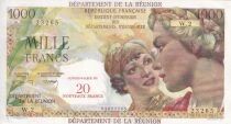 R&eacute;union 1000 Francs / 20 Nouveaux Francs - 1971 - Surcharg&eacute; - S&eacute;rie W.2