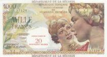 R&eacute;union 20 NF on 1000 Francs - Two women\'s faces - 1964 - Overprinted - Series V.2