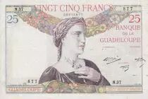 Réunion 25 Francs - Woman - Exotic landscape, boat - 1944 - Serial N.37 - VF - P.14