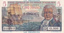 Réunion 5 Francs - Bougainville - 1946 - Specimen - UNC - P.41s