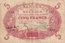 Réunion 5 Francs - Cabasson - Red - ND (1916) - Serial J.19 - P.14