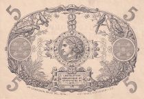 Réunion 5 Francs - Cabasson - type 1874 - Rouge - Spécimen - NEUF - Kol.101.SP.3