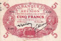 Réunion 5 Francs - Red, medallic head - 1938 - Serial F.186 - VF to XF - P.14