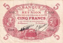 Réunion 5 Francs Red, medallic head 1901 (1938) - Serial E.163