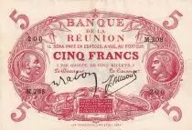 Reuni�n 5 Francs Red, medallic head 1901 (1938) - Serial E.163