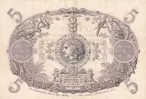 R&eacute;union 5 Francs Red, medallic head 1901 (1938) - Serial E.163