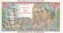 R&eacute;union 500 Francs / 10 Nouveaux Francs - 1971 - Surcharg&eacute; - S&eacute;rie W.1