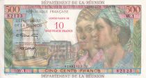 Réunion 500 Francs - Pointe-à-Pitre - Overloades 10 NF - 1971 - Serial  W.1 - UNC - 54b