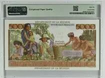 Réunion 5000 Francs - Schoelcher - Overloaded  100 NF - 1967 - Serial K.141 - PMG 66 EPQ