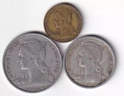 R�union Set of 3 coins Marian - 2, 5 and 10 Francs - 1948-1955