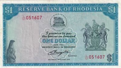 Rhod�sie $1 - Coat of Arms - Tobacco Field - 1979 - Series L/121