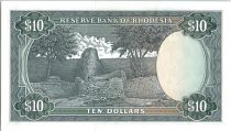Rhodésie 10 Dollars  Armoiries - Ruines - 03/12/1975
