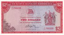 Rhodésie 2 Dollars -  Armoiries - Victoria Fall - 1977 - P.31d