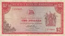 Rhodesien 2 Dollars  Armoiries - Victoria Fall - 1974