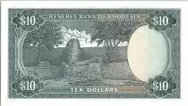 Rodesia 10 Dollars  Arms - Ruins - 03/12/1975