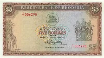 Rodesia 5 Dollars - 20-10-1978 - Replacement - P.36