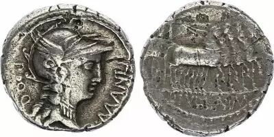 Roma Republic Denarius,  Manlia 82 BC Rome - VF+